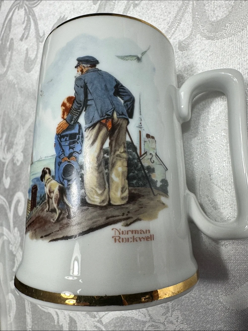(4) Vtg. Norman Rockwell museum tankards/mugs featuring classic artwork.  12oz.